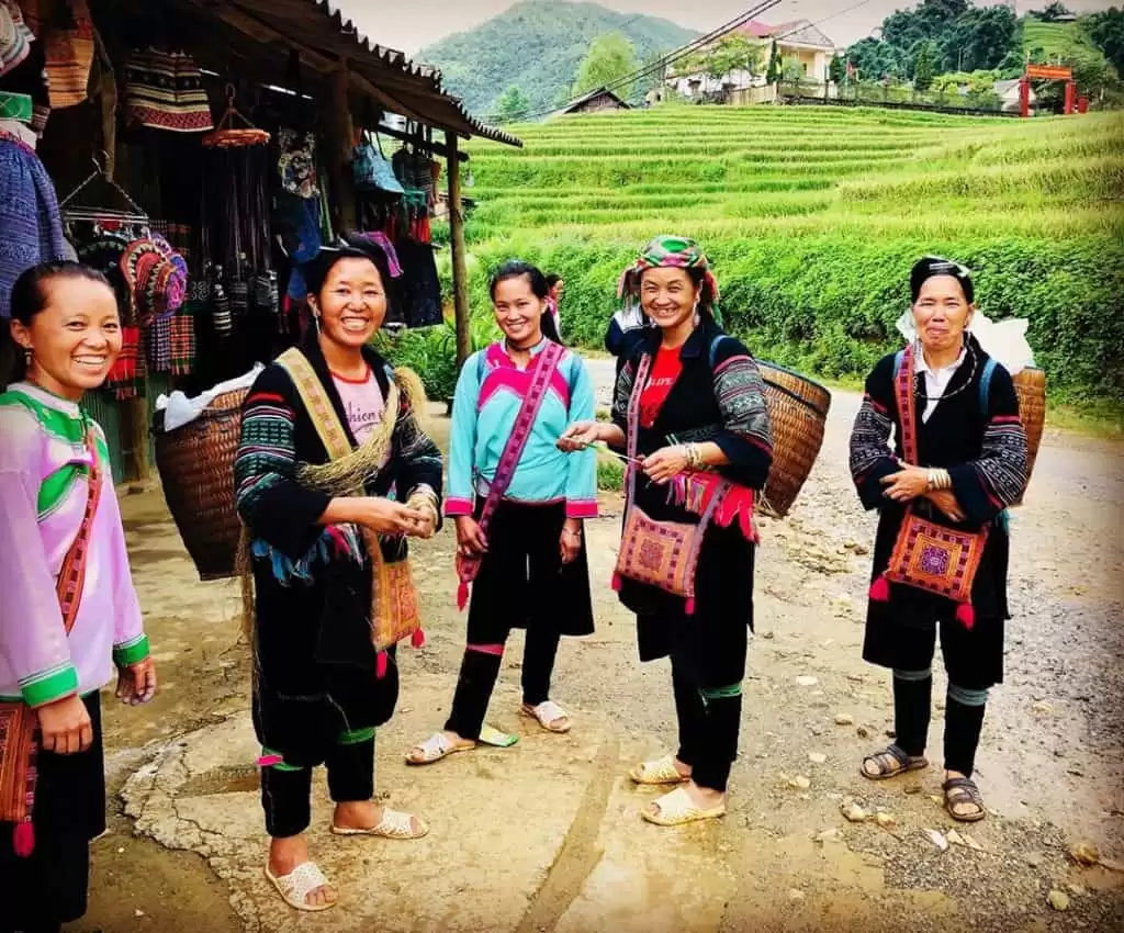 Trying on the Ethnic Costumes in Ta Van village